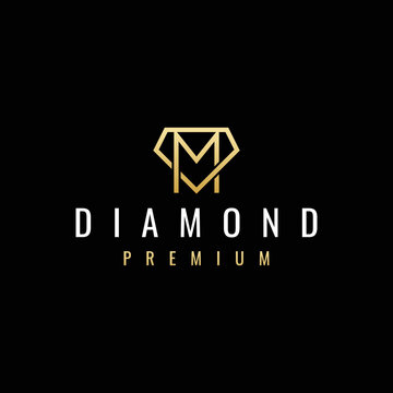 luxury letter M diamond logo design