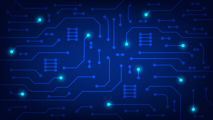 circuit board with blue lighting background. technology and Hi tech element concept
