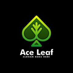 Vector Logo Illustration Ace Leaf Gradient Colorful Style.