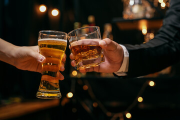 Celebrate whiskey on a friendly party in  restaurant