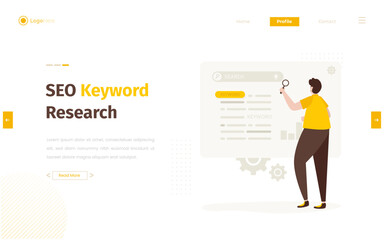 Flat design SEO keyword research illustration concept
