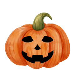 Halloween pumpkin. Watercolor isolated illustration.