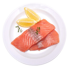 piece of salmon fillet on a ceramic plate