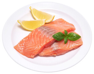 piece of salmon fillet on a ceramic plate