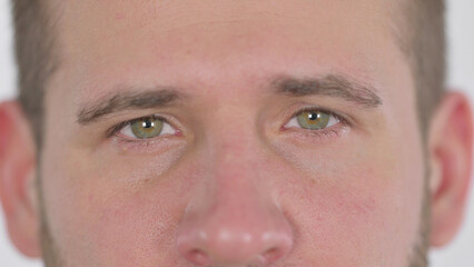Close up of Blinking Eyes of Middle Aged Man