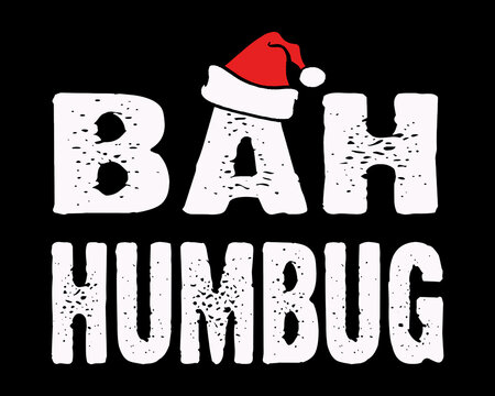 Bah Humbug text with Santa Hat.
