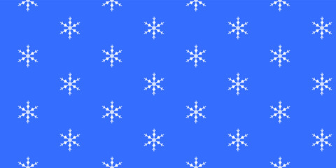 Seamless winter background with white snowflakes on a blue background