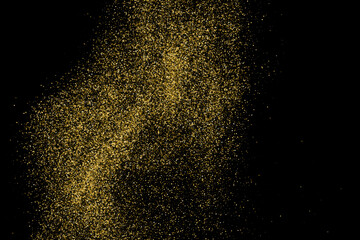 Obraz premium Gold Glitter Texture Isolated On Black. Goldish Color Sequins. Celebratory Background. Golden Explosion Of Confetti. Vector Illustration, Eps 10.