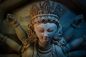 September 19th 2022 Delhi, India
The artisans start finishing Idols of Goddess Durga for the...