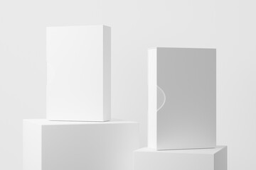 Software Box Wth Slip Case White Blank 3D Renderning Mockup