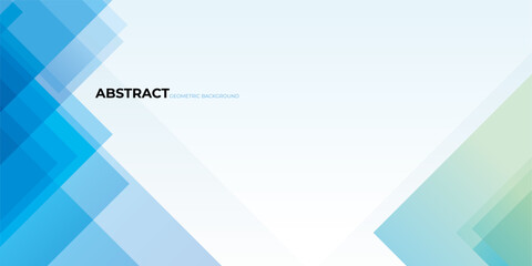 Abstract geometric background template. Abstract transparent blue and green glass on white background
