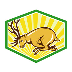 Stag Deer Charging Side Cartoon