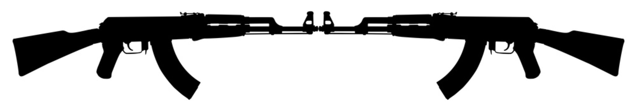 Silhouette of the AK 47 Gun for Pictogram or Graphic Design Element. Format PNG