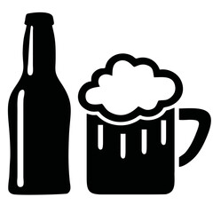 glass of beer with a bottle