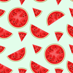 Seamless pattern with juicy watermelon. Fruit. Cartoon design.

