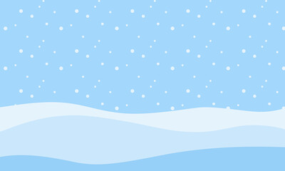 Winter background with snow fields and snowfall