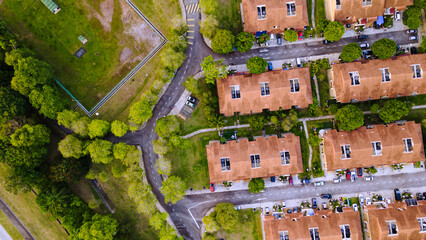 An Aerial top down view of luxury  resident house. © Jemang