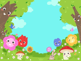 Mascots Fantasy Forest Background Illustration