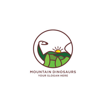 Mountain dinosours logo icon vector image