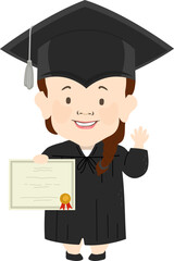 Girl Dwarfism Graduation Certificate Illustration