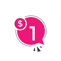 Fototapeta premium 1 dollar price tag. 1$ dollar USD price symbol. price 1 Dollar sale banner in USD. Business or shopping promotion marketing concept 