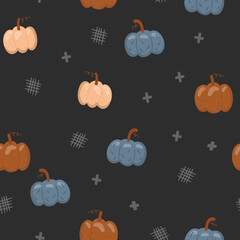 Creative decorative pumpkin pattern. Autumn creative texture. 
 Children Vector illustration