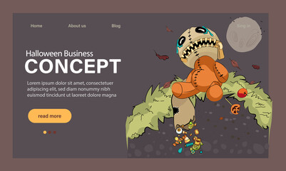 Happy Halloween banner or party invitation background or landing page. Place for text