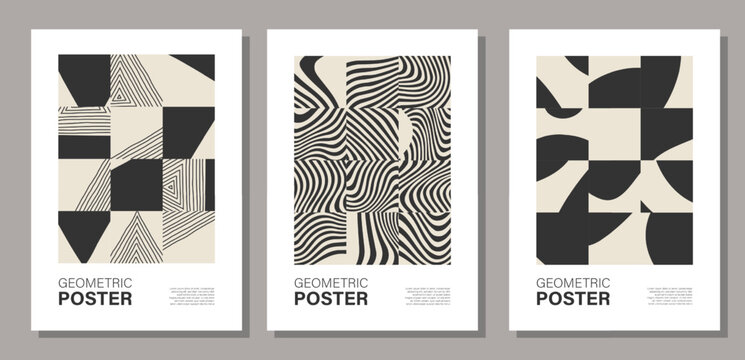 Set of minimalst wall art poster with abstract composition