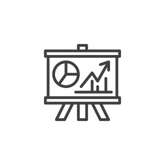 Analytics presentation line icon