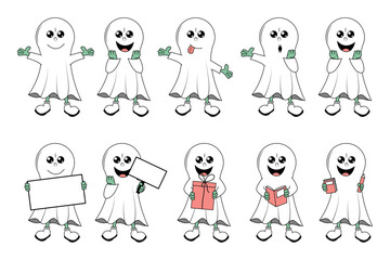 cute ghost cartoon illustration graphic