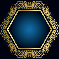 Vintage luxury frame, polymer gold frame on black background for cards, invitations, and postcards. vector illustration
