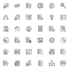 Data analysis line icons set