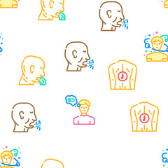 Sick Health Problem And Allergy vector seamless pattern thin line illustration