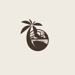 Palm tree logo template. can be used for tropical beach home hotel or resort logo design vector illustration