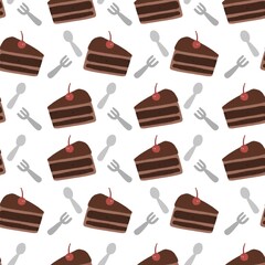 Cute seamless chocolate cake pattern design illustration for fabric printable