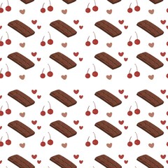 Cute seamless chocolate cake pattern design illustration for fabric printable