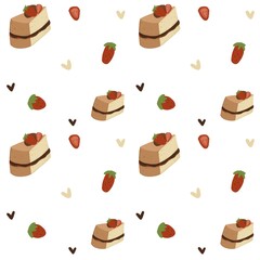 Cute seamless cake pattern design illustration for fabric printable