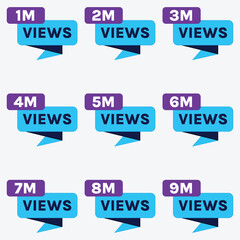 youtube million views celebration vector label badge set