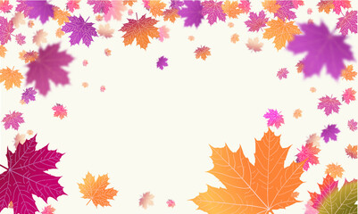 Autumn falling leaves background Vector template. Leaf vector