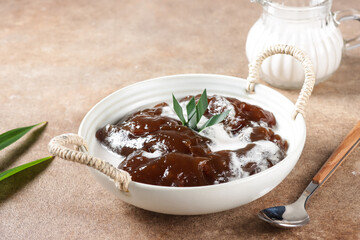 Bubur Tepung Garut or Kerut is arrowroot flour porridge with coconut milk.