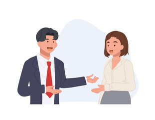 people talking or speaking.man and woman talk,Business people discussion together. Vector illustration.