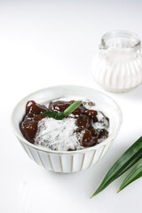 Bubur Tepung Garut or Kerut is arrowroot flour porridge with coconut milk.