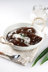 Bubur Tepung Garut or Kerut is arrowroot flour porridge with coconut milk.