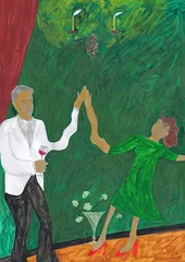 Foto op Canvas watercolor painting. man and woman dancing. illustration.  © Anna Ismagilova