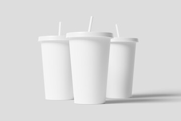 Paper Drink Cup White Blank 3D Rendering Mockup