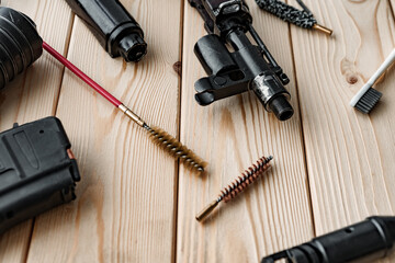 Gunsmith's working table for gun cleaning and maintaining