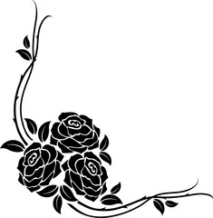 Vintage floral corner, black roses divider