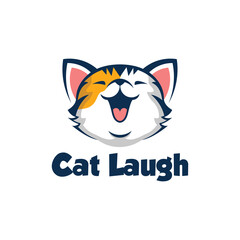 laughing cat head cartoon logo