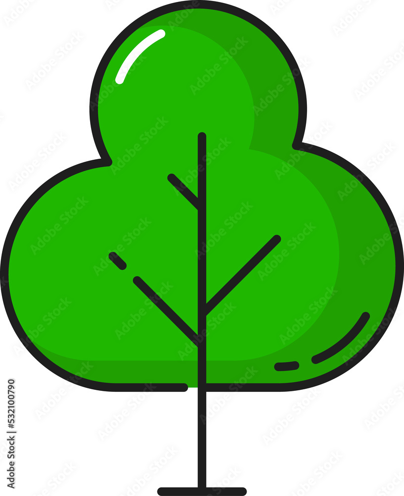 Aufkleber green tree forest object isolated thin line icon
