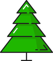 Evergreen pine tree isolated green outline spruce